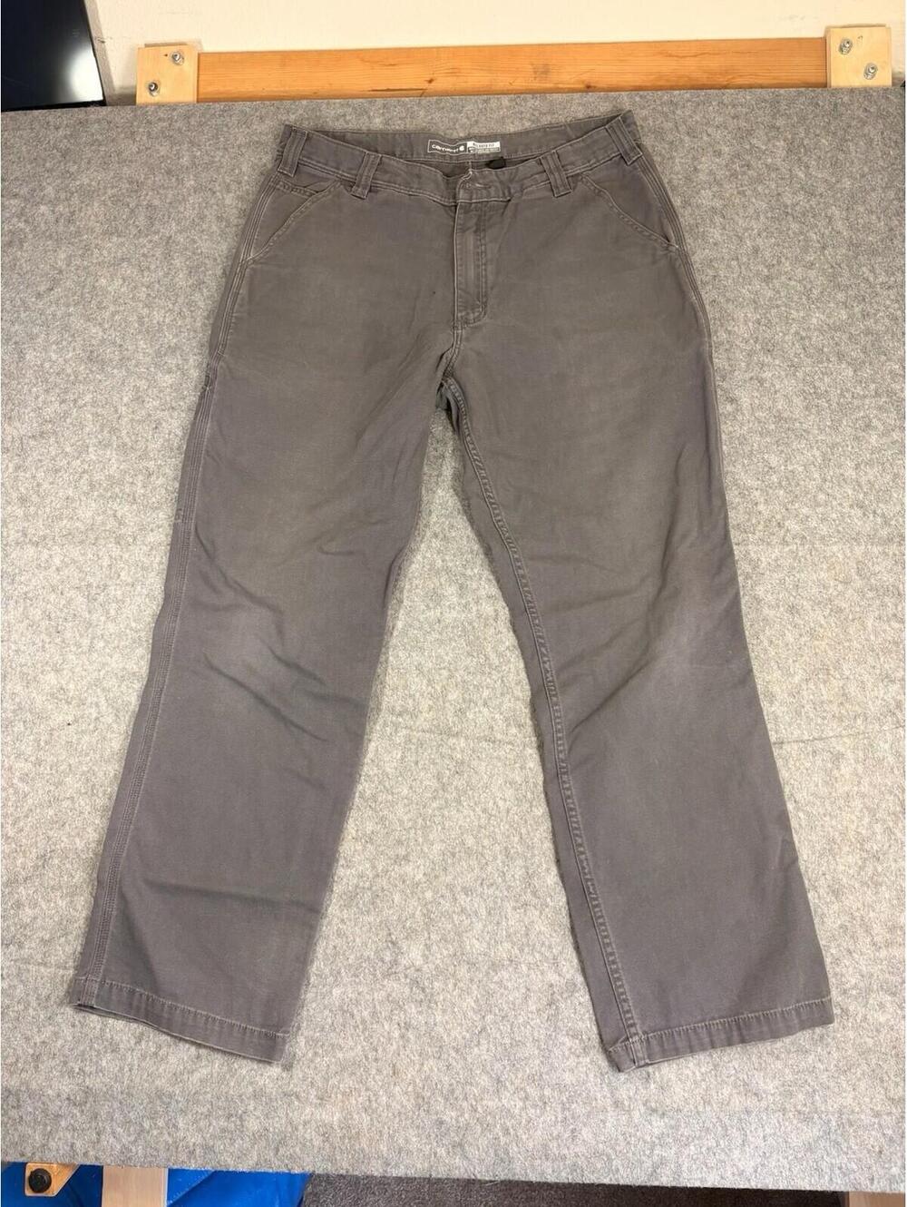 Carhartt Pants Mens Gray Relaxed Fit Stretch Work Carpenter 36x30